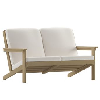 Flash Furniture All-Weather Poly Resin Adirondack Loveseat & Cushions