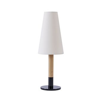 Brightech Arthur 19" Modern LED Table Lamp with White Fabric Cone Shade and Two-Toned Base