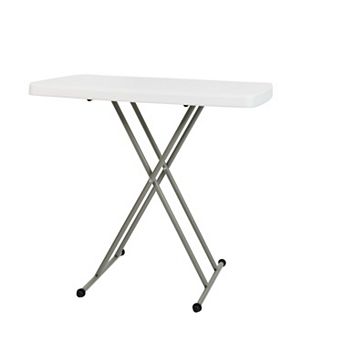 Flash Furniture Height Adjustable Plastic Folding TV Tray/Laptop Table in Granite White
