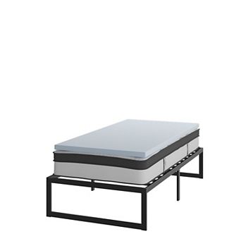Flash Furniture Platform Bed Frame; Pocket Spring Mattress & Memory Foam Topper