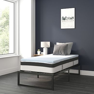 Flash Furniture Platform Bed Frame; Pocket Spring Mattress & Memory Foam Topper