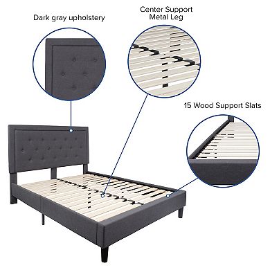 Flash Furniture Tufted Platform Bed with 10in. Pocket Spring Mattress