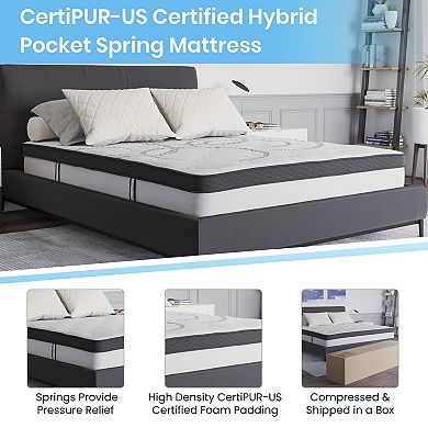 Flash Furniture Tufted Platform Bed with 10in. Pocket Spring Mattress