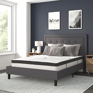Flash Furniture Tufted Platform Bed with 10in. Pocket Spring Mattress