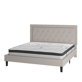 Flash Furniture Tufted Platform Bed with 10 in Pocket Spring Mattress