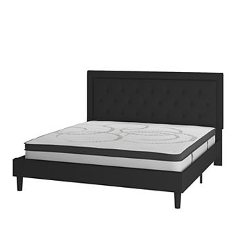 Flash Furniture Tufted Platform Bed with 10 in Pocket Spring Mattress