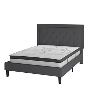 Flash Furniture Tufted Platform Bed with 10 in Pocket Spring Mattress