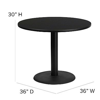 Flash Furniture 36'' Round Laminate Table Set with X-Base and 4 Trapezoidal Back Banquet Chairs