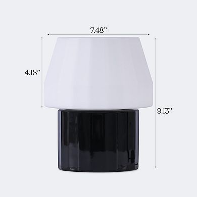 Brightech Duke 9" Ceramic LED Desk Lamp With Glossy Black Base and White Shade
