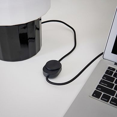 Brightech Duke 9" Ceramic LED Desk Lamp With Glossy Black Base and White Shade