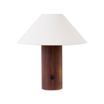 Brightech Oakley 13" Mid-Century Modern LED Table Lamp with Walnut Wooden Base