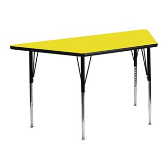 Flash Furniture 22.5''W x 45''L Trapezoid HP Laminate Activity Table - Adjustable Legs