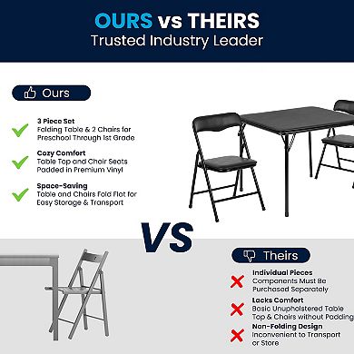 Flash Furniture Kids Colorful 3 Piece Folding Table and Chair Set