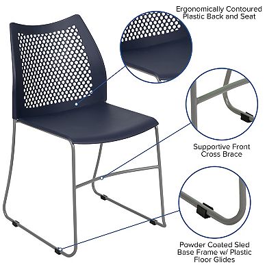 Flash Furniture 661 lb. Capacity Stack Chair with Air-Vent Back and Powder Coated Sled Base