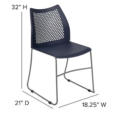 Flash Furniture 661 lb. Capacity Stack Chair with Air-Vent Back and Powder Coated Sled Base