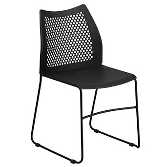 Flash Furniture 661 lb. Capacity Stack Chair with Air-Vent Back and Powder Coated Sled Base