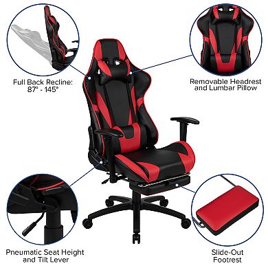 Flash Furniture Desk Bundle - Gaming Desk, Cup Holder, Headphone Hook and Reclining Chair