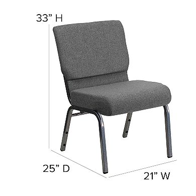 Flash Furniture 21"W Stacking Fabric Church Chair - Silver Vein Frame