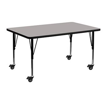 Flash Furniture Mobile 24''W x 48''L HP Laminate Activity Table - Adjustable Short Legs