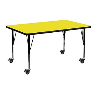 Flash Furniture Mobile 24''W x 48''L HP Laminate Activity Table - Adjustable Short Legs
