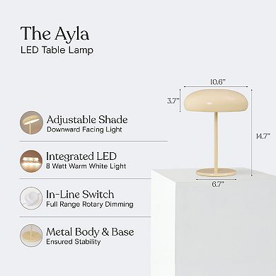 Brightech Nimbus 9" Modern LED Table Lamp with White Balloon Resin Fabric Shade