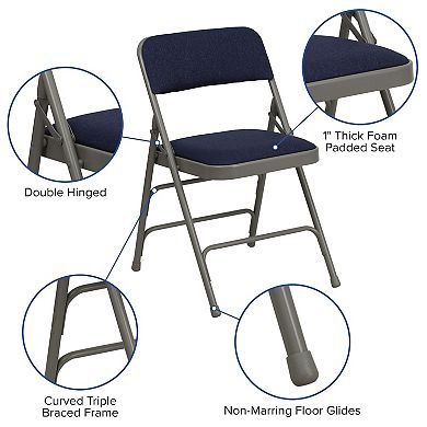 Flash Furniture Set of 2 Metal Folding Chairs with Padded Seats