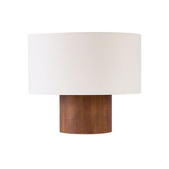 Brightech Oliver 10" Mid Century Modern LED Table Lamp with Wooden Base and Cream Fabric Shade