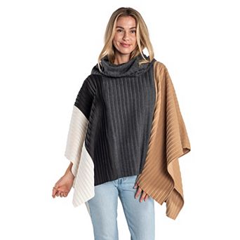 Women's Linda Anderson Cowl Neck Pleated Fleece Poncho