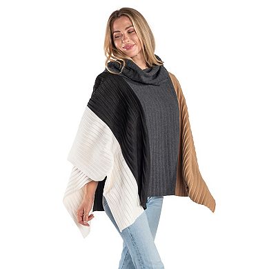 Women's Linda Anderson Cowl Neck Pleated Fleece Poncho