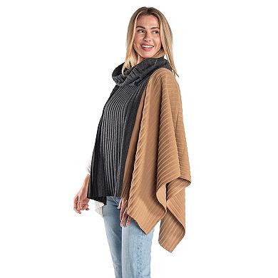 Women's Linda Anderson Cowl Neck Pleated Fleece Poncho