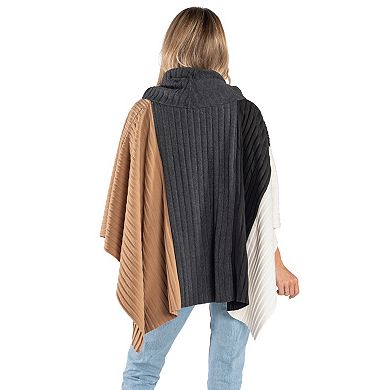 Women's Linda Anderson Cowl Neck Pleated Fleece Poncho