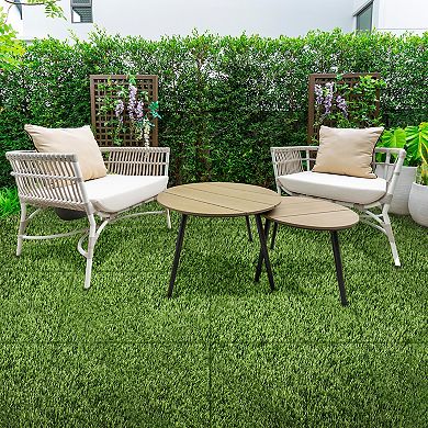 Sorbus 24Sq. Ft Interlocking 24"x24" Artificial Grass Tiles for Balcony, Patio, Deck -Self-Draining
