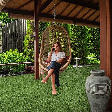 Sorbus 24Sq. Ft Interlocking 24"x24" Artificial Grass Tiles for Balcony, Patio, Deck -Self-Draining