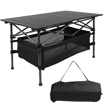 Portable Folding Camping Table Lightweight Aluminum Roll-Up Desk with Carry Bag for Outdoors