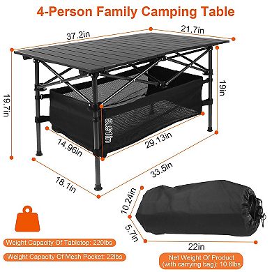 Portable Folding Camping Table Lightweight Aluminum Roll-Up Desk with Carry Bag for Outdoors