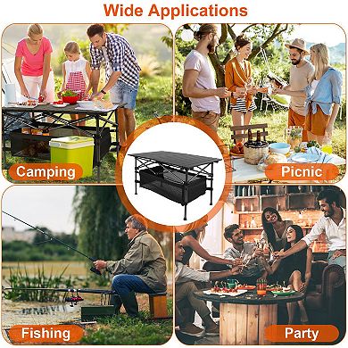 Portable Folding Camping Table Lightweight Aluminum Roll-Up Desk with Carry Bag for Outdoors