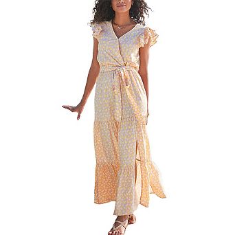 Lascana Women's Flutter Sleeve Maxi Dress