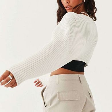 Shurgs for Women Bolero Long Batwing Sleeve Sweaters Open Front Casual Knitted Sweaters