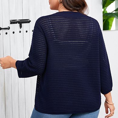 Womens Plus Size Summer Cardigan 3/4 Length Sleeve Lightweight Casual Knitted Open Front Cardigans