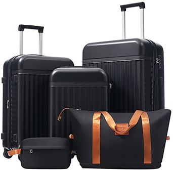 Merax Luggage Set 5 Piece,Hardside Carry on Suitcase,Expandable Luggage with Travel Bags