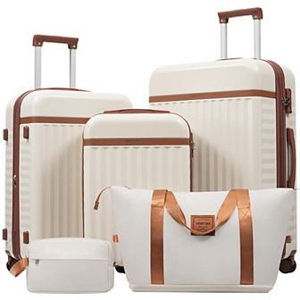 Merax Luggage Set 5 Piece,Hardside Carry on Suitcase,Expandable Luggage with Travel Bags