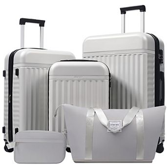 Merax Luggage Set 5 Piece,Hardside Carry on Suitcase,Expandable Luggage with Travel Bags