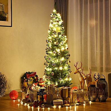 Costway 5'/6'/7'/8' /9' PVC Artificial Pencil Christmas Tree Slim Green