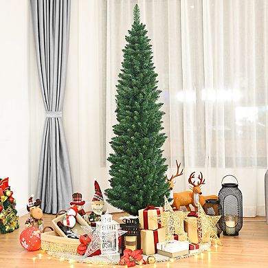 Costway 5'/6'/7'/8' /9' PVC Artificial Pencil Christmas Tree Slim Green