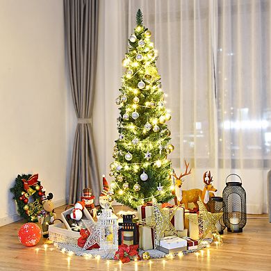 Costway 5'/6'/7'/8' /9' PVC Artificial Pencil Christmas Tree Slim Green