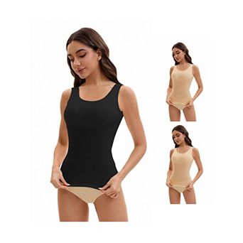 3 Packs Women's Wide Strap Camisoles with Built-In Padded Bras Casual Tank Tops