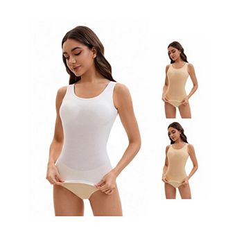 3 Packs Women's Wide Strap Camisoles with Built-In Padded Bras Casual Tank Tops