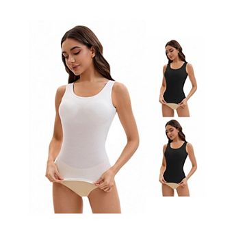 3 Packs Women's Wide Strap Camisoles with Built-In Padded Bras Casual Tank Tops