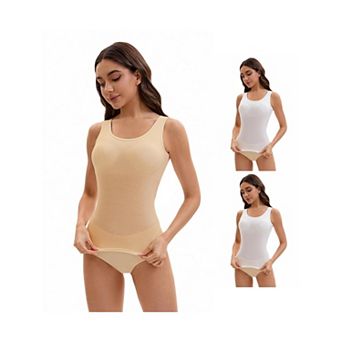 3 Packs Women's Wide Strap Camisoles with Built-In Padded Bras Casual Tank Tops