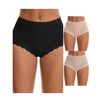 3 Packs Women's High Waisted Underpantys Breathable Tummy Control Briefs